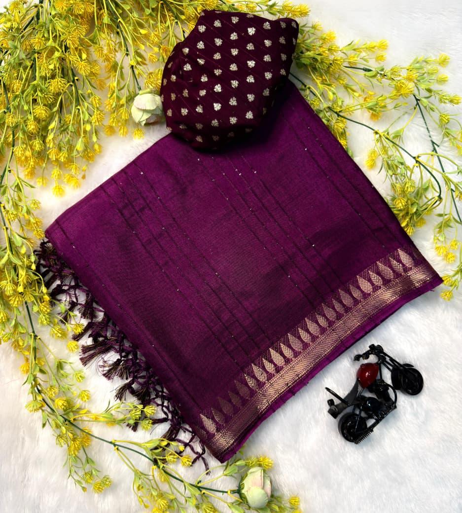 Women Dola Silk Saree with Rich Zari Border, Tassels Pallu & Butti Blouse Piece - Traditional Wear | Noralooks - Image 3