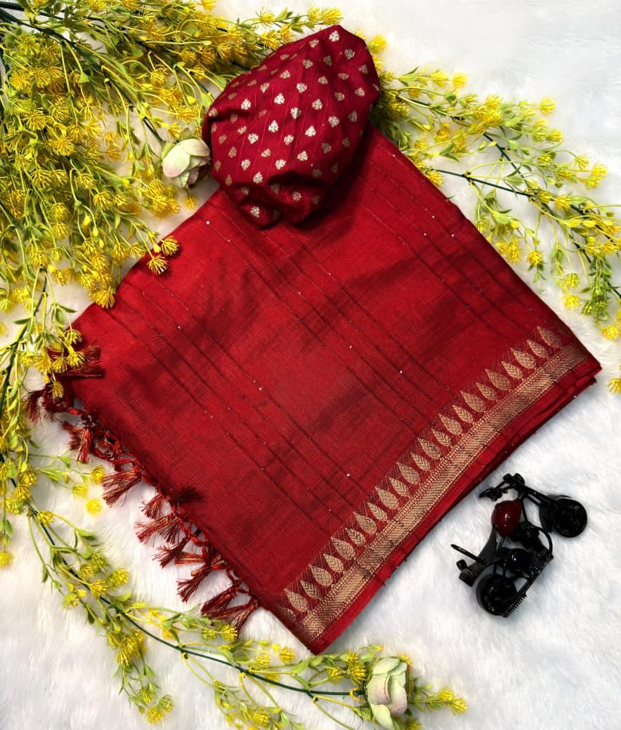 Women Dola Silk Saree with Rich Zari Border, Tassels Pallu & Butti Blouse Piece - Traditional Wear | Noralooks - Image 2